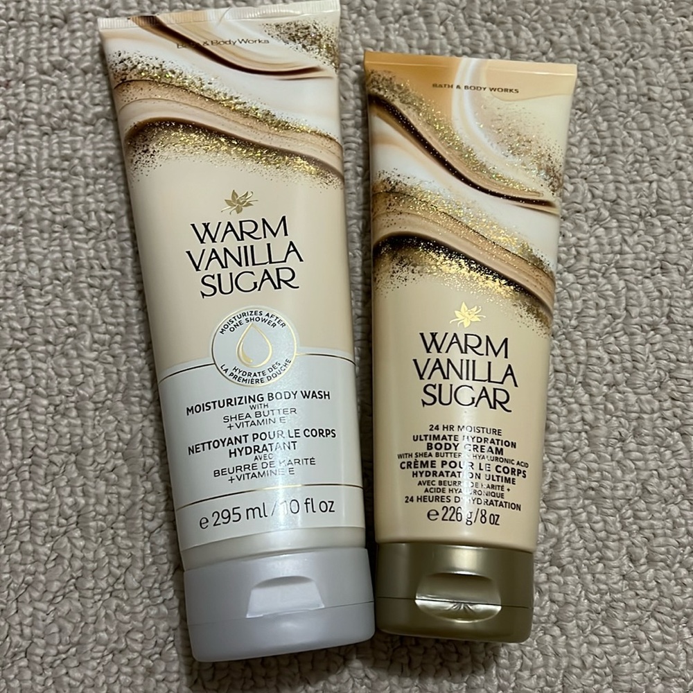 NWT - New Pair Warm Vanilla Sugar Moisturizing Body Wash and Body Cream …